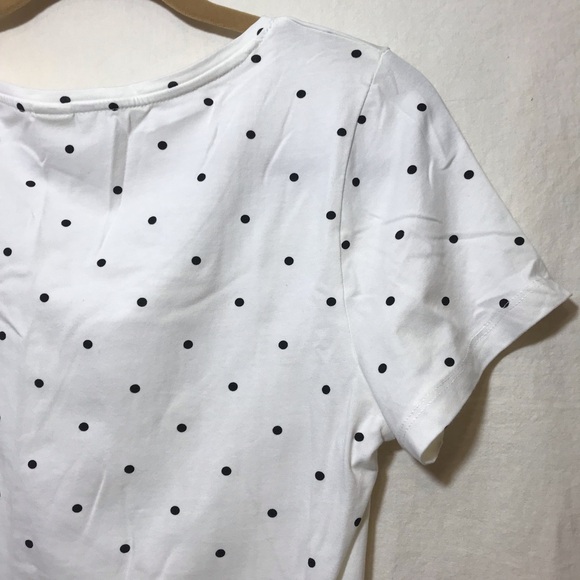 H&M Basics Black White Polka Dot Scoopneck Casual Short Sleeve Shirt Large L GUC - Picture 4 of 10
